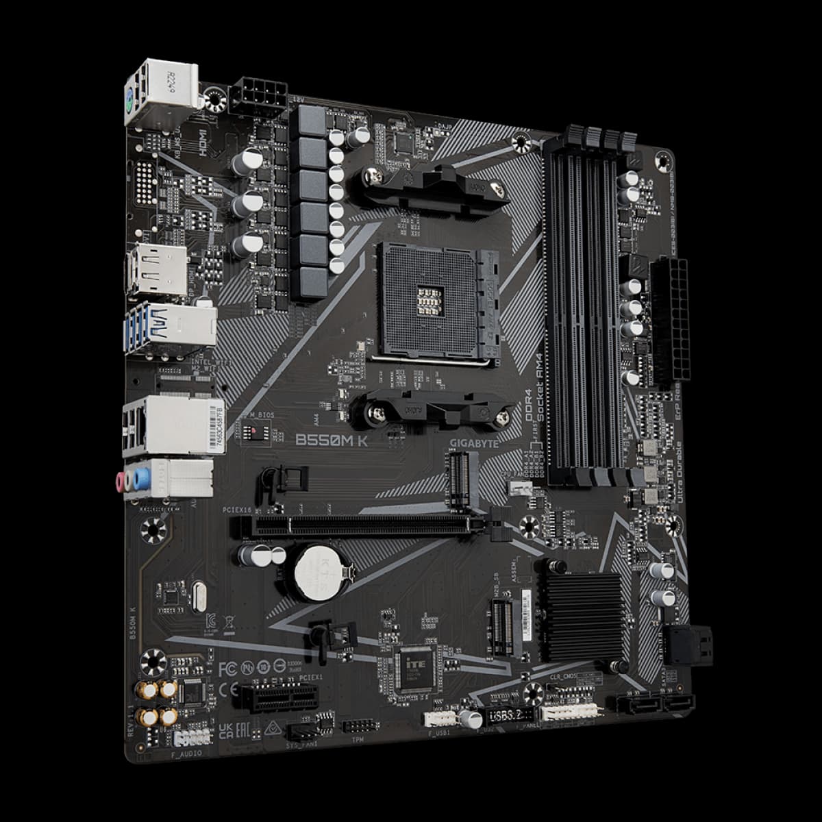 Placa Mãe Gigabyte B550M K, Chipset B550, AMD AM4, mATX, DDR4