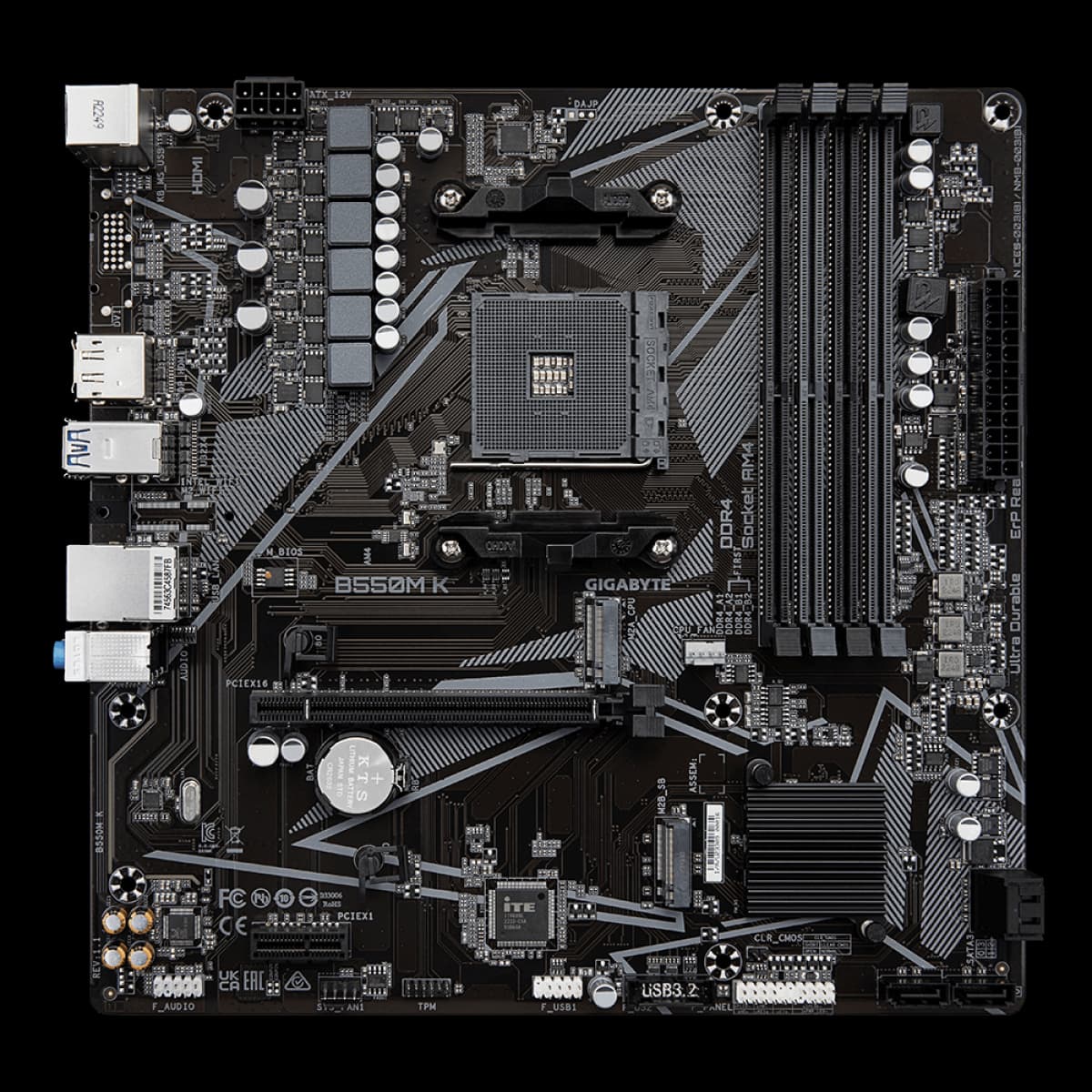 Placa Mãe Gigabyte B550M K, Chipset B550, AMD AM4, mATX, DDR4