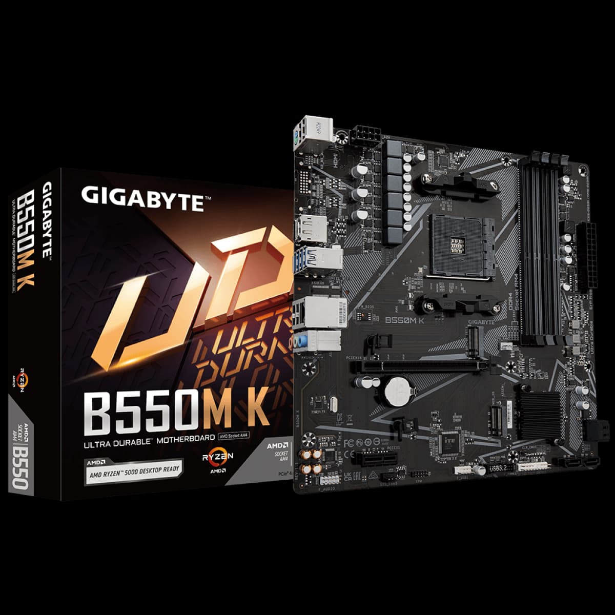 Placa Mãe Gigabyte B550M K, Chipset B550, AMD AM4, mATX, DDR4