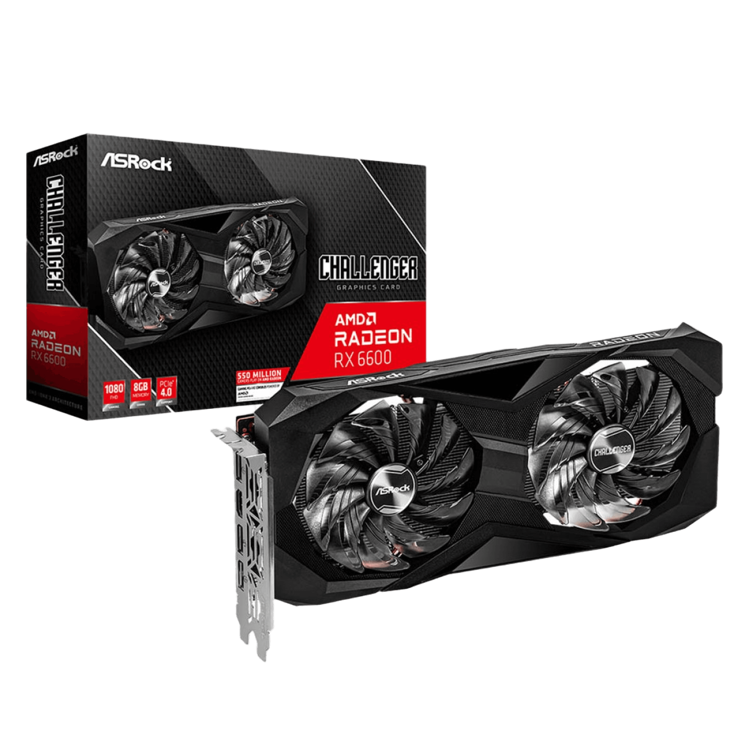 Placa de Vídeo ASRock Radeon RX 6600 Challenger D, 8GB, GDDR6, FSR, Ray Tracing